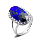 Srebrny Pierścionek z Dużym Szafirowym Kamieniem