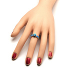 Pierścionek Srebrny z Błękitnym Opalem i Cyrkonią