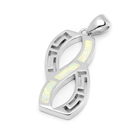 Srebrna Zawieszka Nieskończoność z Białym Opalem