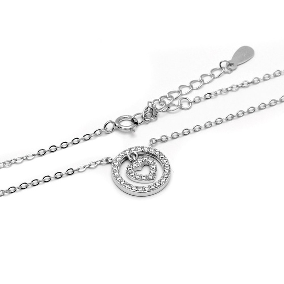 Naszyjnik Srebrny z Sercem w Kole