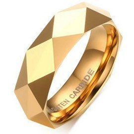 Złota Męsko Damska Obrączka z Wolframu z Fasetkami
