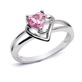 Srebrny Pierścionek z Różowym Sercem