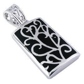 Srebrna Zawieszka z Czarnymi Motywami
