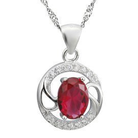 Srebrna Zawieszka z Rubinowym Kamieniem