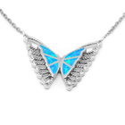 Srebrny Naszyjnik Motyl z Niebieskim Opalem
