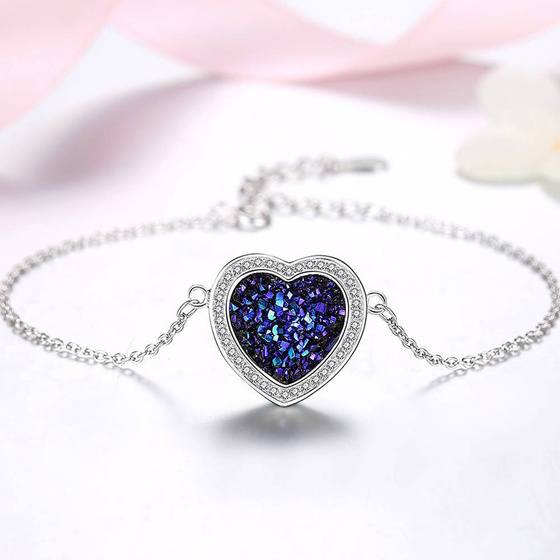 Srebrna Bransoletka z Niebieskim Sercem