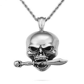 Duża Zawieszka Czaszka ze Szpadą Stal Szlachetna