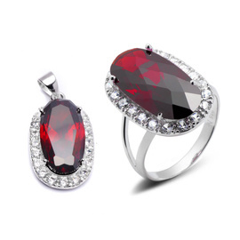 Komplet Srebrny Pierścionek i Wisiorek