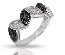 Pierścionek Srebrny Biało Czarna Kolekcja