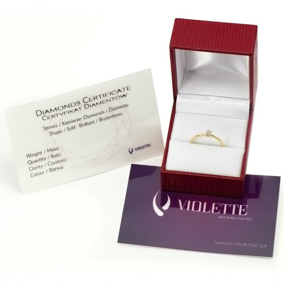 Złoty Pierścionek Wysadzany Brylantami 0.08ct