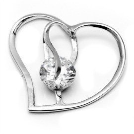 Zawieszka Srebrna Serce z Białą Cyrkonią