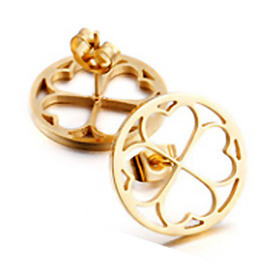 Złote Kolczyki 4 Serca ze Stali Szlachetnej