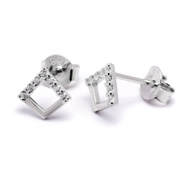 Srebrne Kolczyki Kwadraty Wysadzane Cyrkoniami