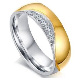 Dwukolorowa Obrączka z Diamentowymi Kamieniami