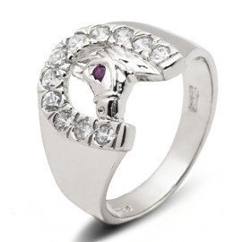 Obrączka Srebrna w Kształcie Konia z Cyrkoniami