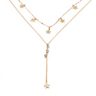 Złoty Naszyjnik Gwiazdki Stal Szlachetna