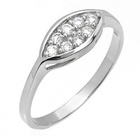 Srebrny Pierścionek Owalny z Białymi Kamieniami