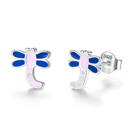 Srebrne Kolczyki Kolorowe Ważki