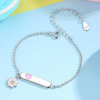 Bransoletka Srebrna z Różowym Kwiatuszkiem