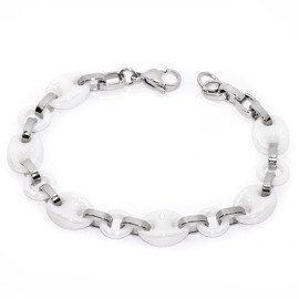 Bransoletka z Białą Ceramiką Stal Szlachetna