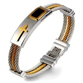 Bransoletka z Krzyżykiem Duo Kolor Stal Szlachetna