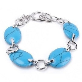 Bransoleta Srebrna z Niebieskim Turkusem