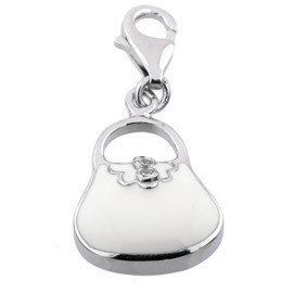 Przywieszka Srebrna Charms Biała Torebka