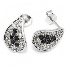 Kolczyki Srebrne Kolekcja Białe i Czarne Cyrkonie