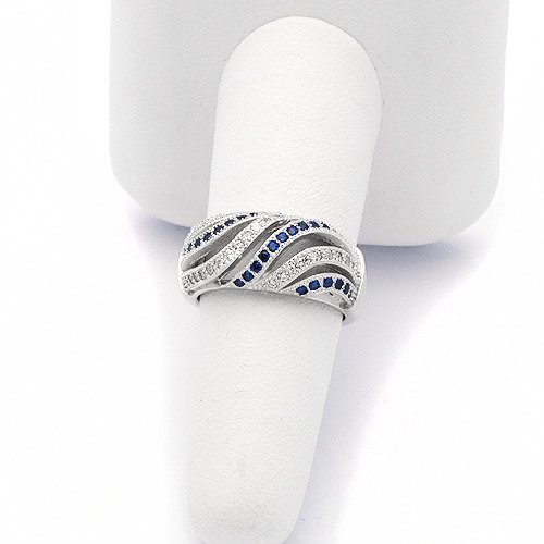 Pierścionek Srebrny Szafirowe i Białe Cyrkonie