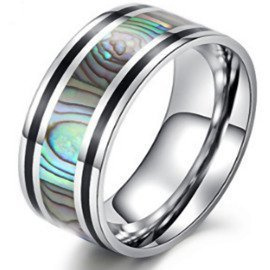 Obrączka ze Stali Szlachetnej z Perłową Aplikacją