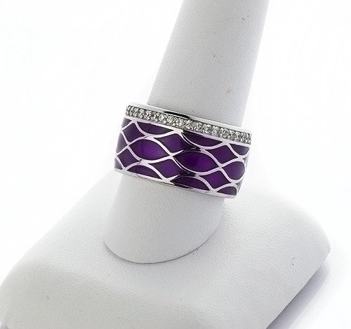 Szeroka Obrączka w Kolorze Fioletowym
