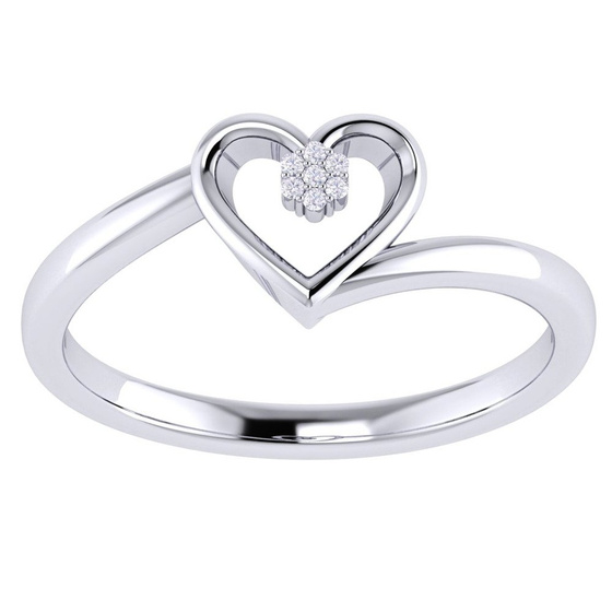 Pierścionek z Białego Złota Serduszko z Brylantami