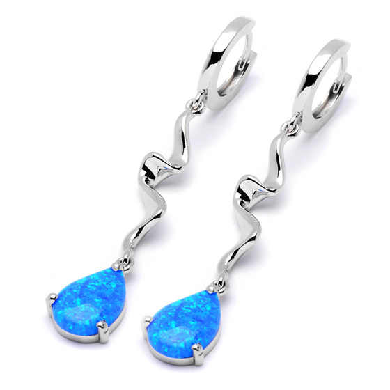 Srebrne Kolczyki z Niebieskim Opalem