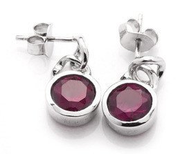 Kolczyki Srebrne Wkrętki z Rubinową Cyrkonią
