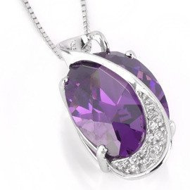 Wisiorek Srebrny z Dużą Ametystową Cyrkonią