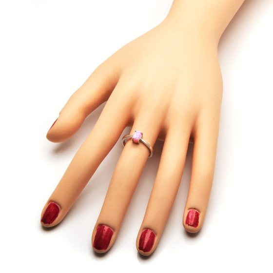 Pierścionek Srebrny z Różowym Opalem