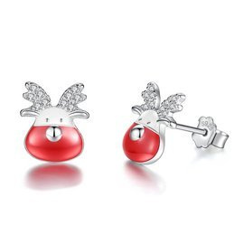 Srebrne Kolczyki Łoś z Cyrkoniami