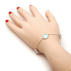 Srebrna Bransoletka z Niebieskim Opalem Koła