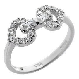 Srebrny Pierścionek Dwa Serca Wysadzane Cyrkoniami