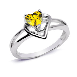 Srebrny Pierścionek z Żółtym Sercem
