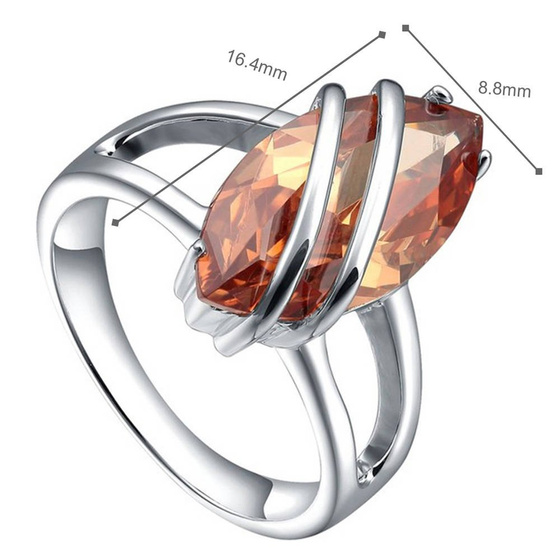 Srebrny Pierścionek z Pomarańczową Cyrkonią