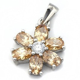 Srebrna Zawieszka Pomarańczowe Cyrkonie