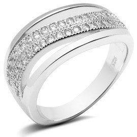 Pierścionek Obrączka Srebrna z Mikro Cyrkoniami