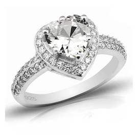 Pierścionek Srebrny z Diamentowym Sercem