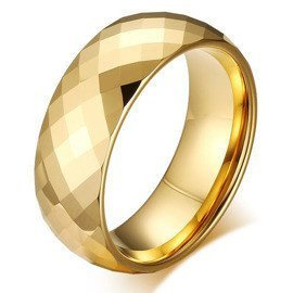 Męska Damska Złota Obrączka z Wolframu z Fasetkami
