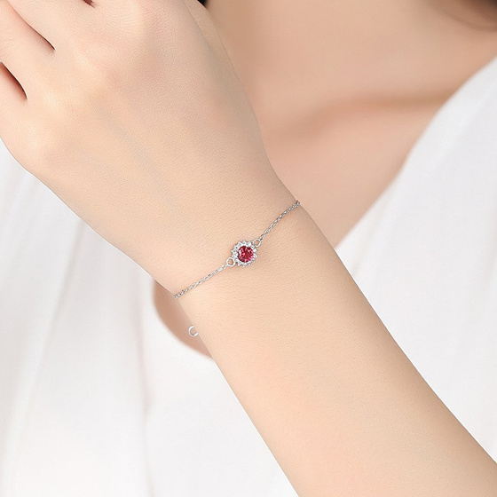 Bransoletka Srebrna z Rubinową Cyrkonią