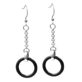 Kolczyki z Czarną Ceramiką i Stal Chirurgiczna