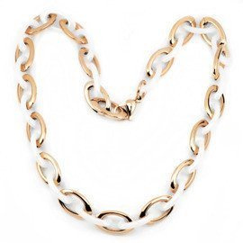 Naszyjnik Biała Ceramika ze Złotą Stal Szlachetna