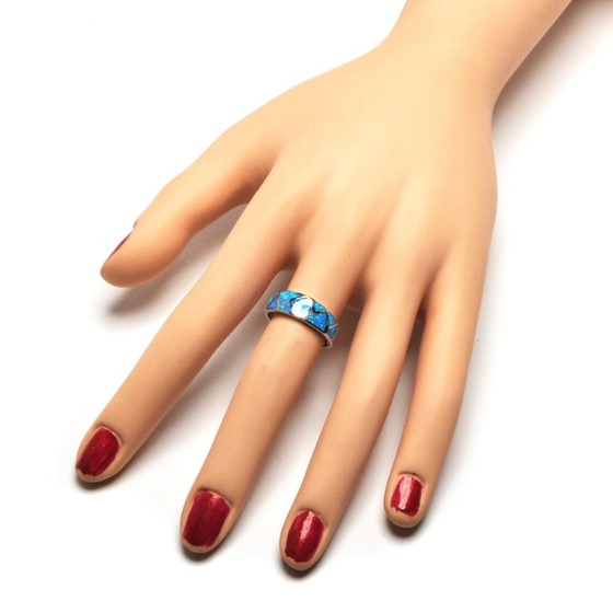 Srebrna Obrączka z Niebieskim Opalem