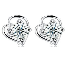 Kolczyki Srebrne Serduszka Wysadzane Cyrkoniami